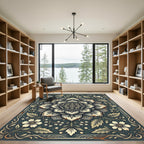 Vintage Teal Botanical Medallion Rug
