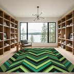 Forest Green Chevron Layered Rug
