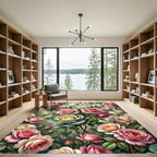 Romantic Blush Rose Floral Bouquet Rug