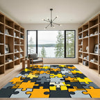 Modern Geometric Jigsaw Puzzle Abstract Rug