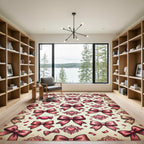 Romantic Dusty Pink Bow and Heart Illustration Rug