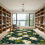 Forest Green Woodland Patchwork Squares Rug
