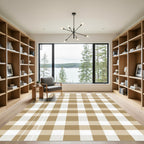 Classic Tan White Checkered Rug