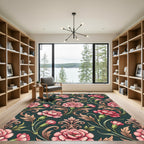 Elegant Pink Carnation Floral Damask Rug