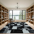 Monochromatic Abstract Geometric Composition Rug