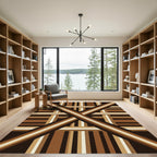 Brown Earthy Stripes Intersecting Pattern Rug