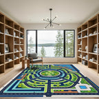 Vibrant Illustrated City Map Roadscape Rug