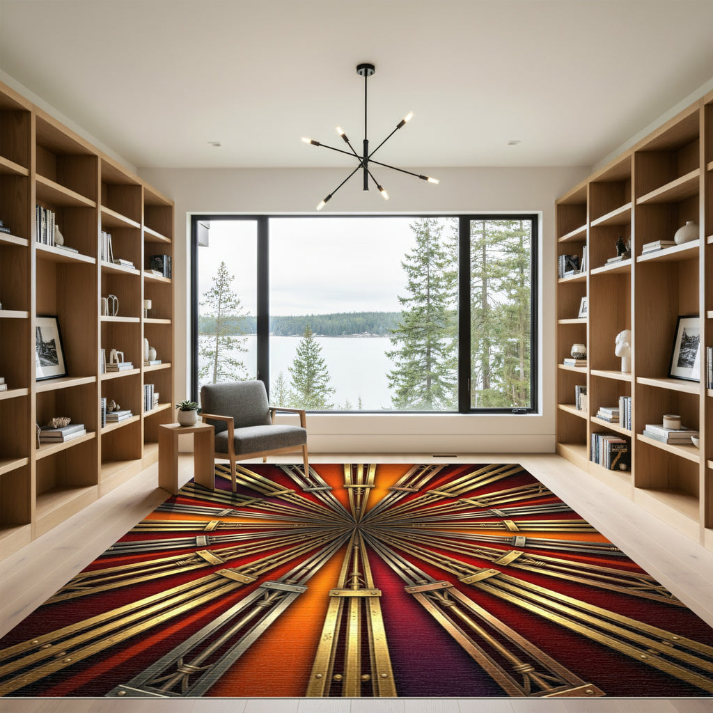 Radiant Sunburst Metallic Fan Rug
