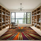 Radiant Sunburst Metallic Fan Rug