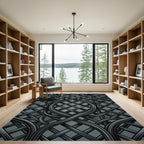 Sophisticated Charcoal Woven Interlocking Lattice Rug