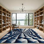 Monochromatic Infinity Geometric Cube Illusion Rug