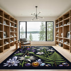 Gothic Floral Crystal Botanical Illustration Rug