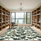 Sage Green Botanical Fern Leaf Rug