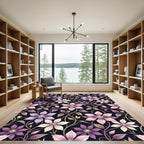Elegant Purple Clematis Floral Vine Rug