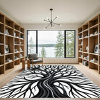 Monochromatic Bare Tree Branch Silhouette Rug