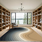 Modern Neutral Wave Gradient Art Rug
