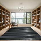 Modern Monochrome Carbon Fiber Stripe Rug