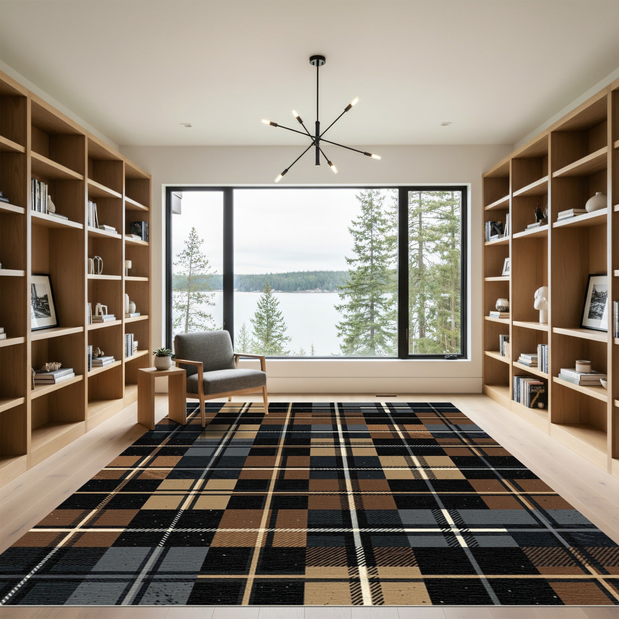 Rustic Earthy Plaid Tartan Check Rug