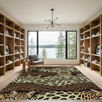 Ocelot Jaguar Chain Swirl Earthy Decor Rug