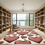 Vintage Distressed Red Heart Scattered Rug