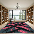 Black and Pink Abstract Brush Stroke Rug