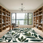 Deep Green Leafy Branch Arrangement Rug