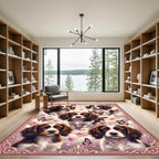 Whimsical Brown Puppy and Butterfly Garden Rug
