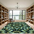 Green Golden Starburst Kaleidoscope Rug