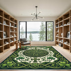 Intricate Celtic Knotwork Emerald Clover Emblem Rug