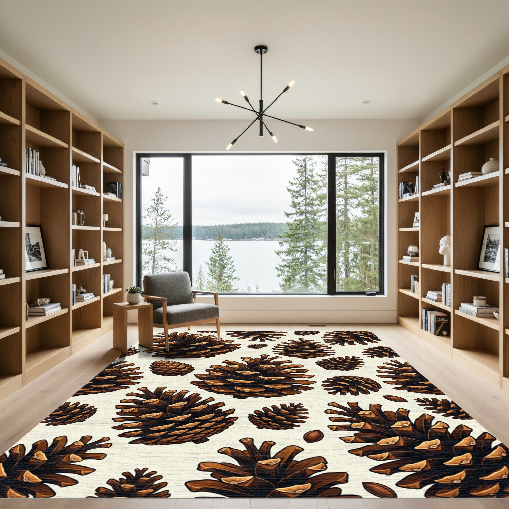 Rustic Forest Pinecone Earthy Accent Rug