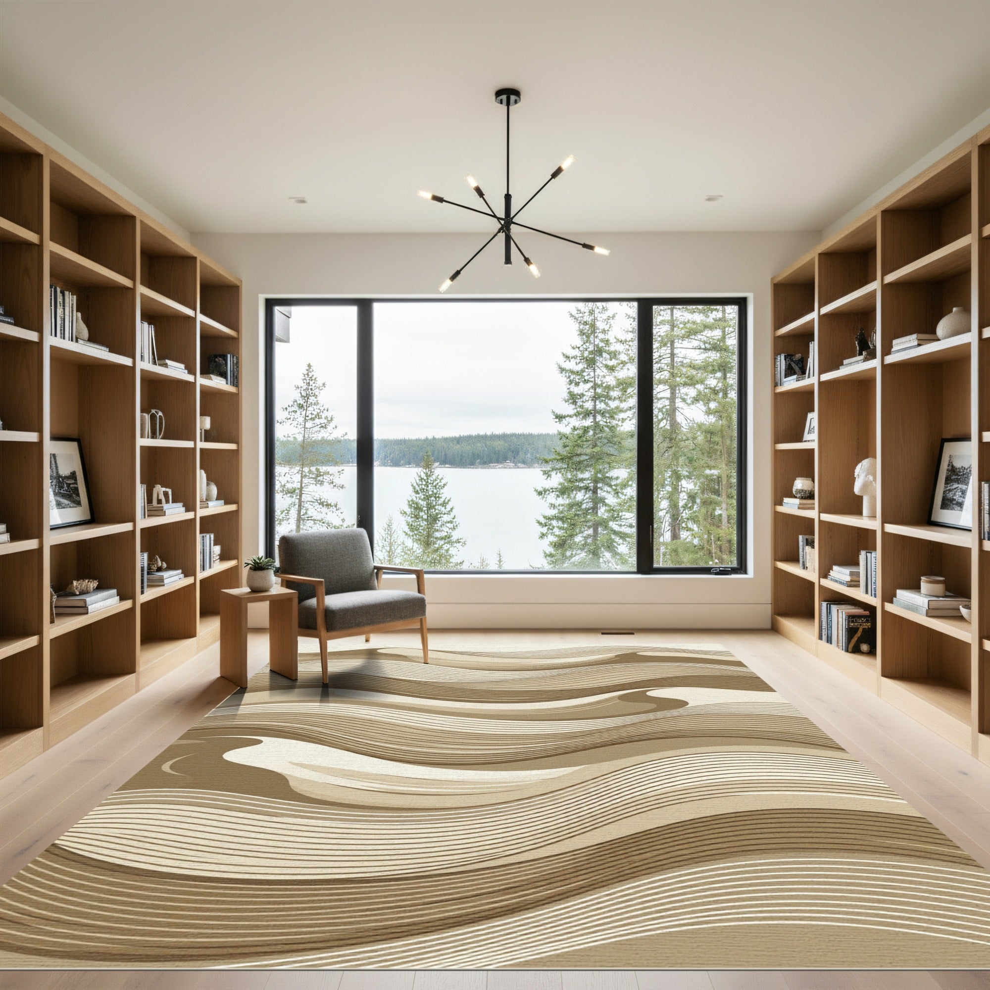 Abstract Sand Dune Wavy Line Rug