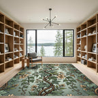 Sage Green Ivy and Blossom Vine Rug