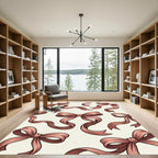 Elegant Dusty Rose Ribbon Bows Rug