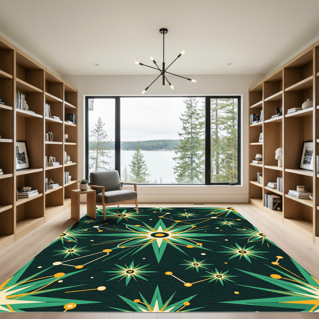 Mid Century Atomic Starburst Constellation Rug