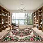 Pink Floral Medallion Garden Rococo Rug