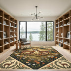 Whimsical Golden Fawn and Wildflower Meadow Rug