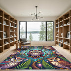 Enchanted Owl Forest Runes Tapestry Rug