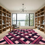 Bold Magenta Intersecting Line Grid Rug