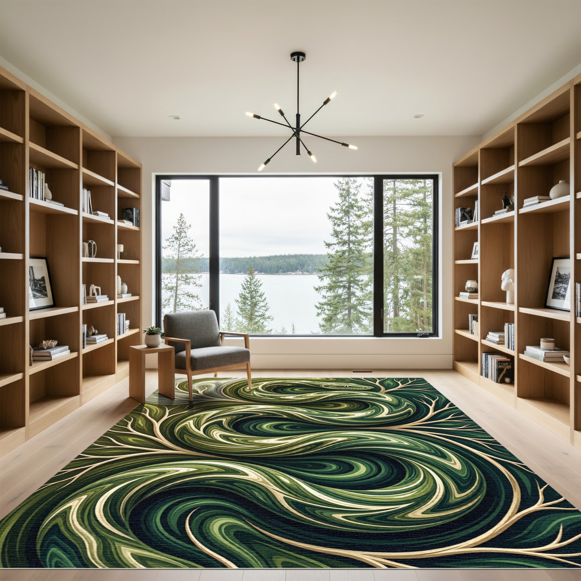 Emerald Green Serpent Swirl Rug
