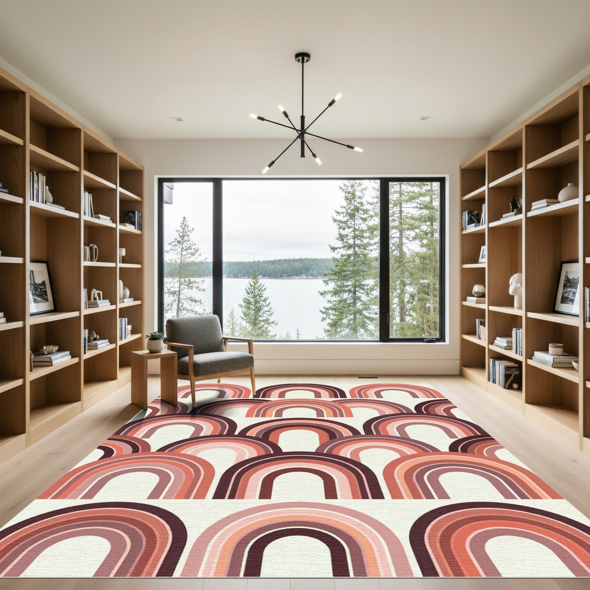 Retro Earthy Tone Rainbow Arch Rug