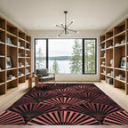 Art Deco Fan Crimson Layered Rug