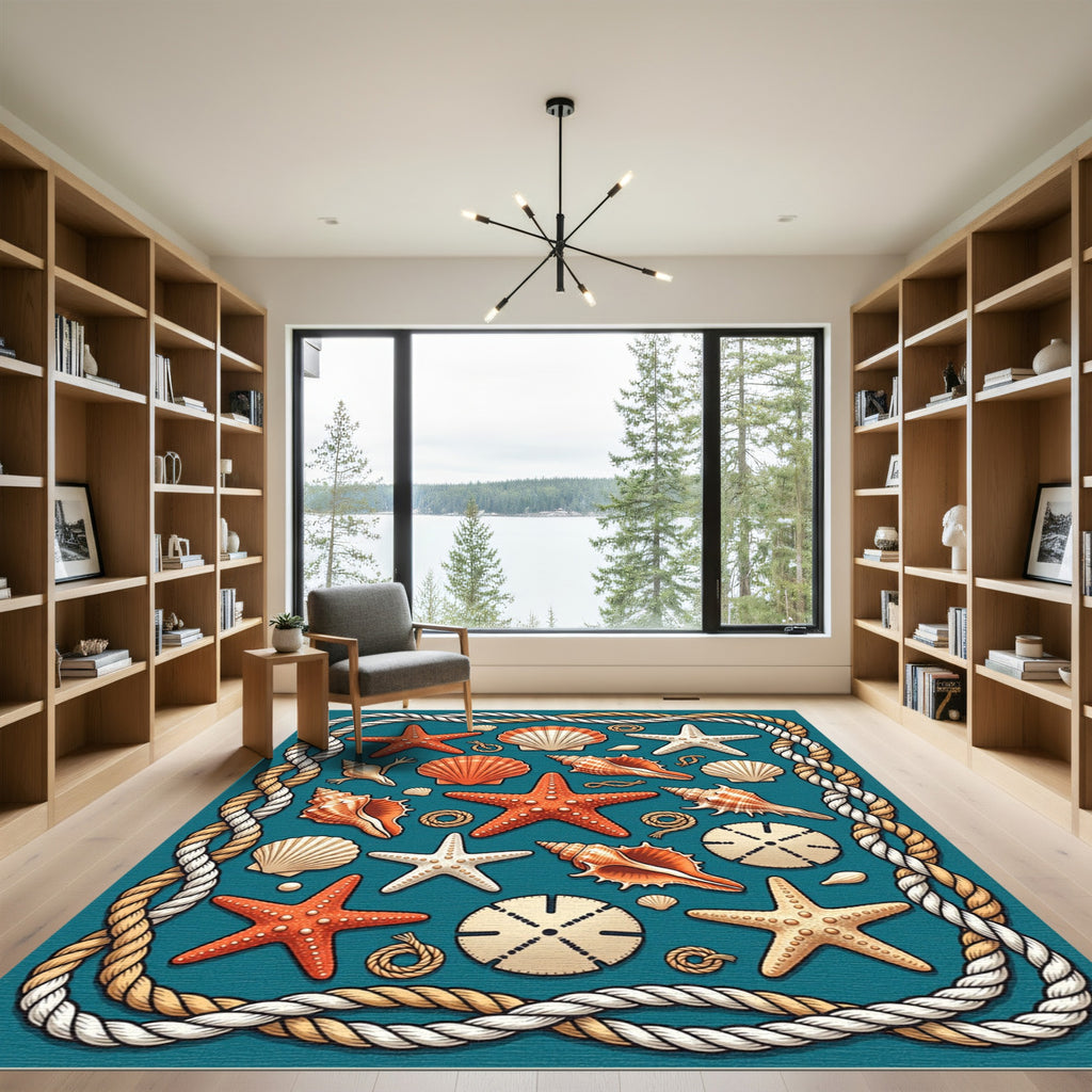 Nautical Starfish Seashell Rope Ensemble Rug