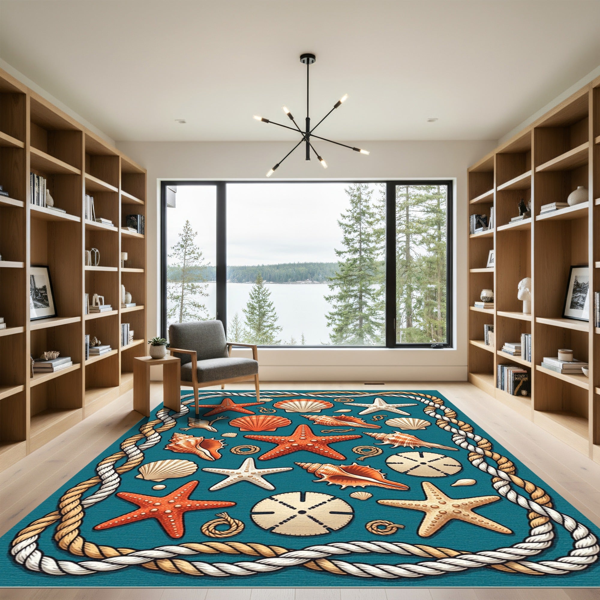 Nautical Starfish Seashell Rope Ensemble Rug