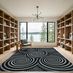 Monochromatic Swirl Optical Illusion Rug