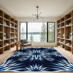 Explosive Blue Starburst Burst Rug