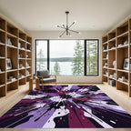 Abstract Purple Black Paint Splash Art Rug