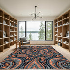 Coral Paisley Heart Floral Allegory Rug