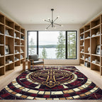 Gilded Fleur de Lis Deep Crimson Medallion Rug