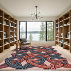 Geometric Interwoven Copper and Slate Knot Rug