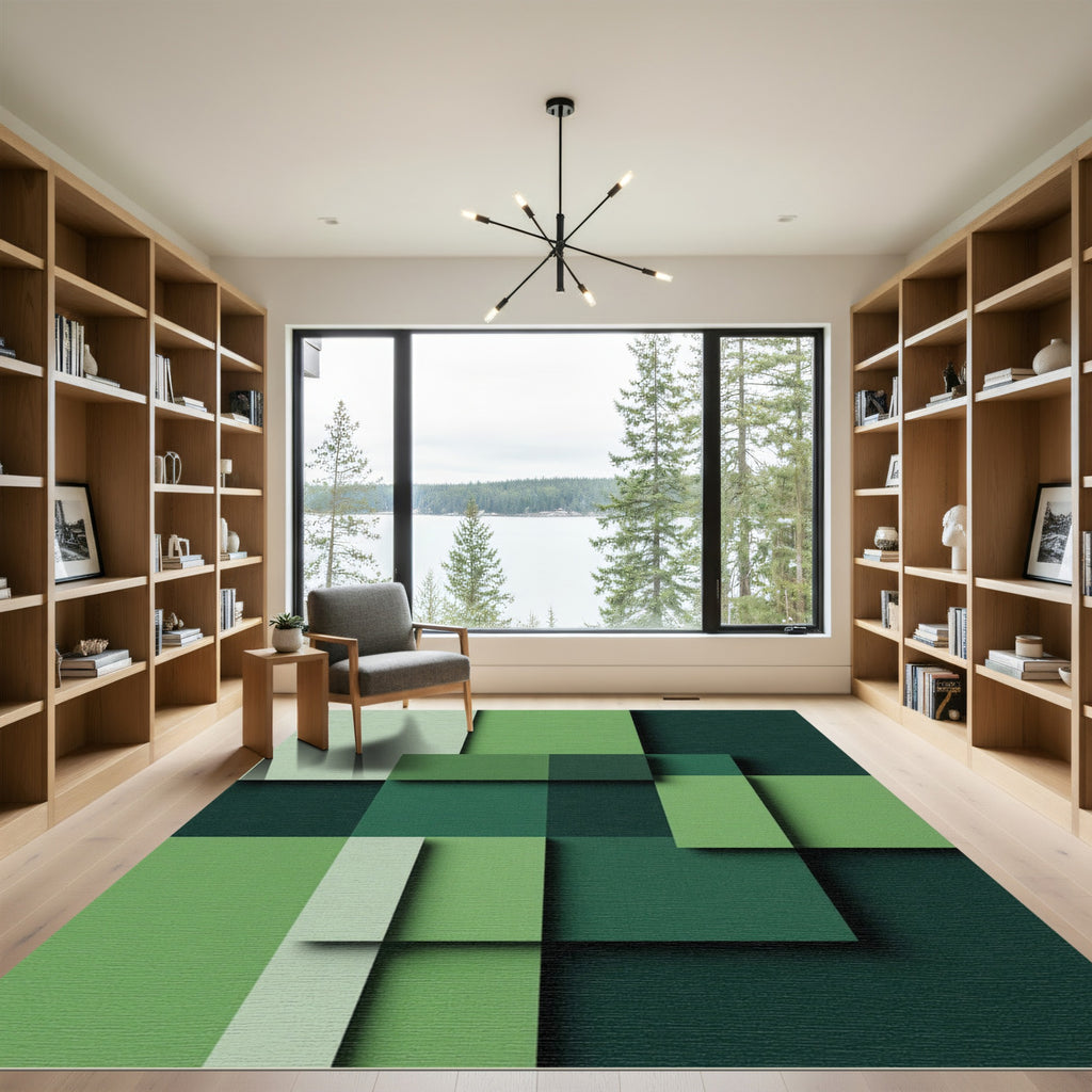 Emerald Gradient Layered Square Rug